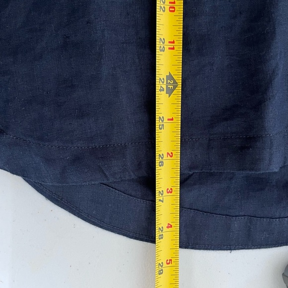 Isaac Mizrahi 100% Linen Black Minimalist Contemporary 3/4 Sleeve Tunic Top - Picture 14 of 14